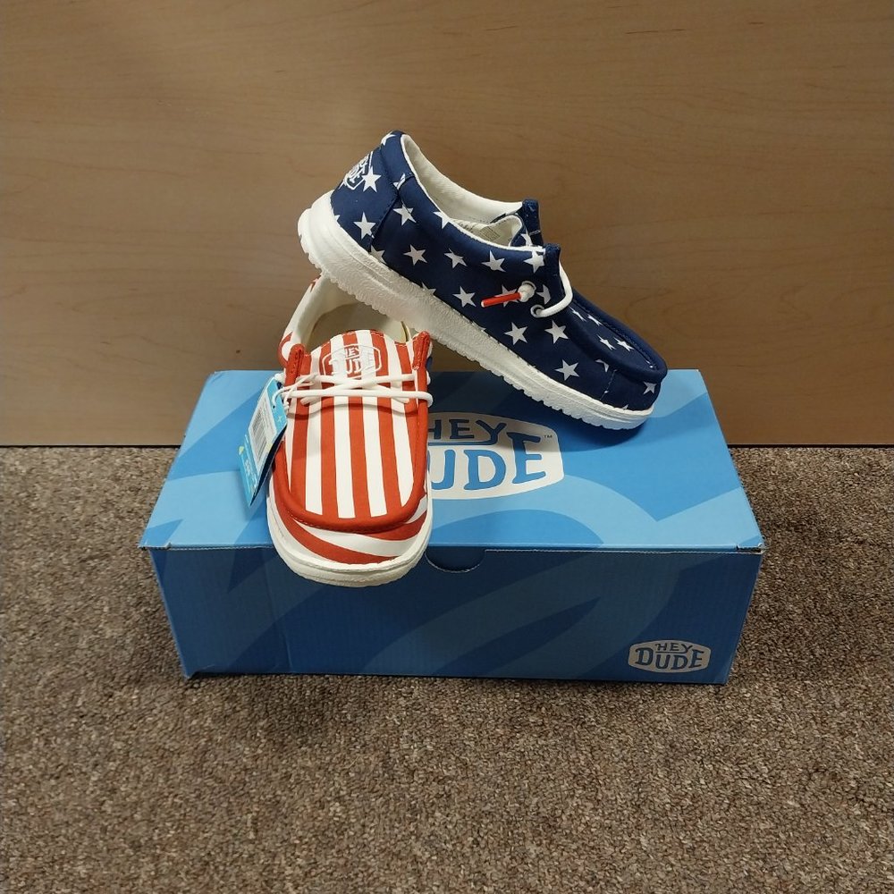 Hey Dude Wally Youth Patriotic Flag Shoe